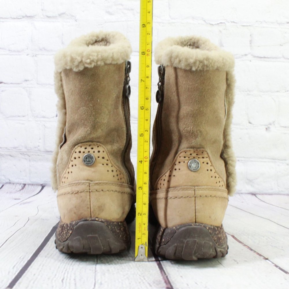 The North Face Tan Suede Side Zip Primaloft WP Winter Snow Boots Size 7 - Picture 8 of 9